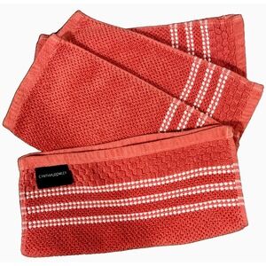 Cynthia Rowley (Set Of 4 )Hand Towels 100% Cotton Handtowels Coral
